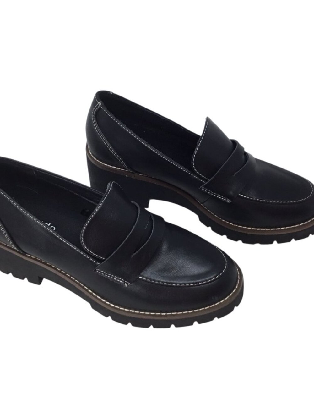 Blondo Daina Leather Platform Penny Loafers Chunky Black Size 8.5 Waterproof - Picture 3 of 9